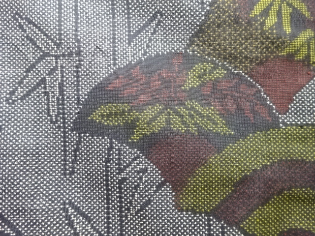 JAPANESE KIMONO / ANTIQUE KIMONO / SILK / DORO OSHIMA TSUMUGI (5 maruki) / WOVEN SEIGAIHA
